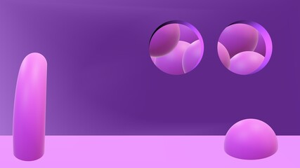 purple room with 3d shapes