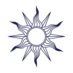 Sun in retro style isolated on white background. Vector illustration