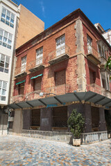 Dilapidated building being refurbished, Cartagena, Murcia, Spain