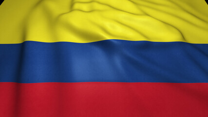 Waving realistic Colombia flag close up on background, 3d illustration