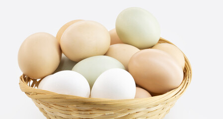 Brazilian free-range egg on isolated white background, natural free-range eggs from Minas Gerais