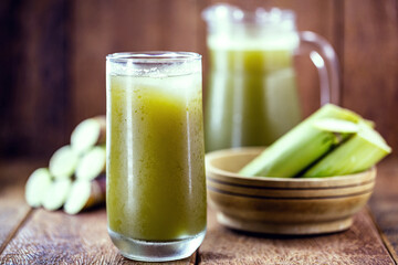 Cane juice or garapa, drink rich in sucrose, used as raw material in the manufacture of sugar,...