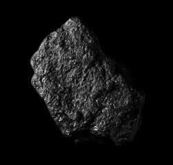 Black coal isolated on black background and texture, clipping path and top view