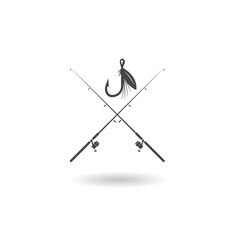 Fishing rod icon with shadow