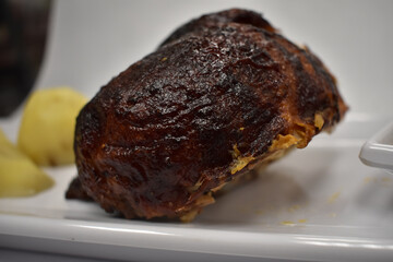 Rotisserie Chicken on a Plate With Potatoes and a Salad