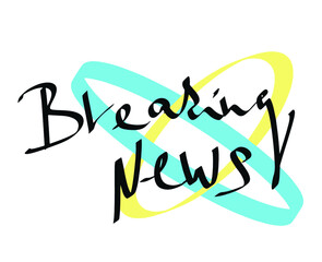 Vector handwritten text Breaking news simple logo design