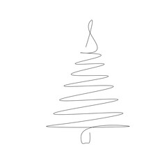 Christmas tree line drawing vector illustration 