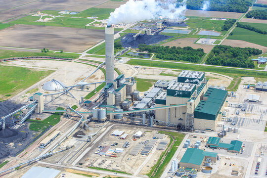 Aerial Photo of Coal Burning Power Plant
