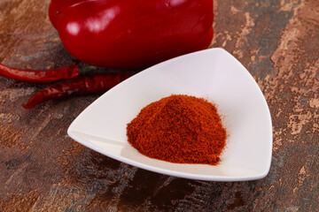 Paprika powder in the bowl