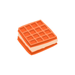 Appetizing waffles. Сafeteria logo. Wafer