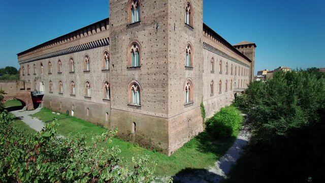 Pavia, Italy, 08/06/2020 side view of the Visconteo Castle