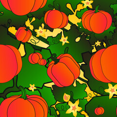 Orange pumpkin pattern from vector halloween illustrations.
