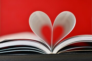 
Páginas de un libro curvadas en forma de corazón