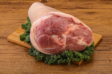Raw pork knuckle for cooking