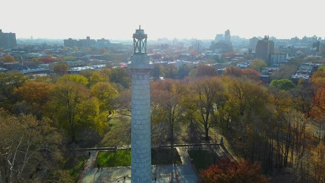 Aerial Shot Of Prison Ship Martyrs Monument At Fort Green Park