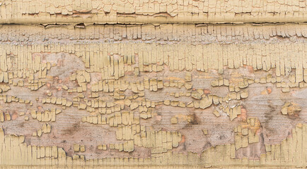 old wooden wall with old cracked colour