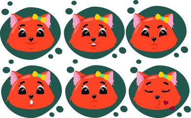 Cartoon cat emotions set. Stock vector illustration. Emotions for stickers, icons, cartoons