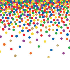 Falling Confetti Background - Colorful confetti falling on solid white background