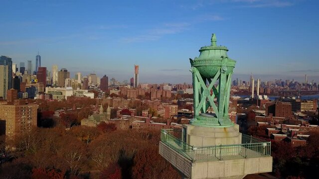 Aerial Shot Of Prison Ship Martyrs Monument At Fort Green Park