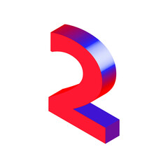 3D Red Isometric number 2. Vector