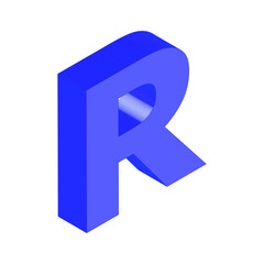 Isometric alphabet font R. 3d effect letters, numbers and symbols. Stock vector typeface for any typography design.
