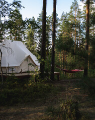 Glamping tent in the forest