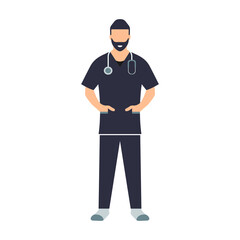 Doctor. Médico o enfermero. Hospital o clínica. Personal de salud. Ilustración vectorial estilo plano. Cuida tu salud