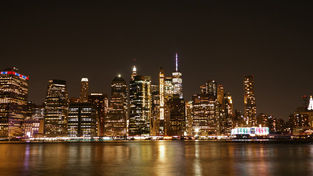 landscape photo of  lower Manhattan night time 