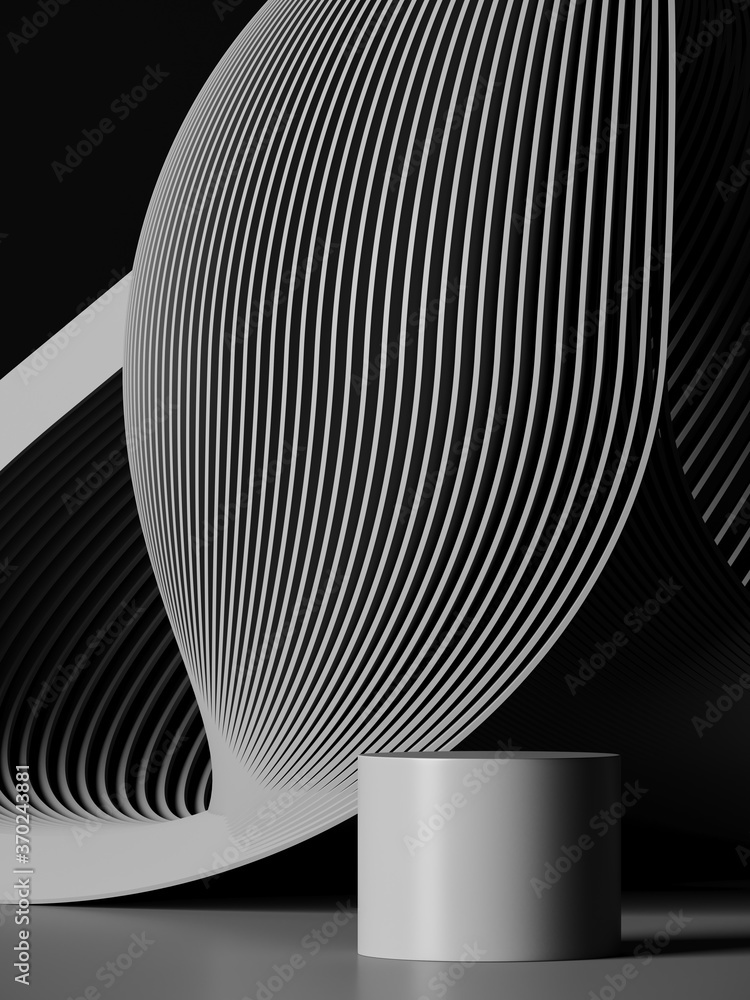 Poster minimal background for branding and product presentation. grey podium with subtle circular geometric