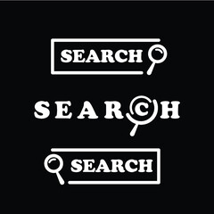 Search bar vector element design, set of search boxes ui template isolated on black background