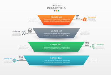 Modern infographic template with icons and 4 options or steps. For content, diagram, flowchart, steps, parts, timeline infographics, workflow layout, chart