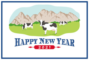 丑年　年賀状テンプレート　シンプル