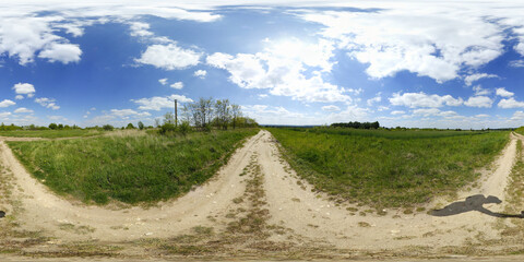 Fototapeta na wymiar Villade gravel road HDRI Panorama