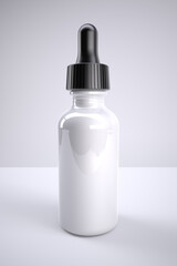 White Glass Dropper Bottle - 3D Rendering