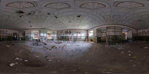 abandoned empty concrete room or unfinished building. full seamless spherical hdri panorama 360 degrees angle view in equirectangular projection, ready AR VR virtual reality content