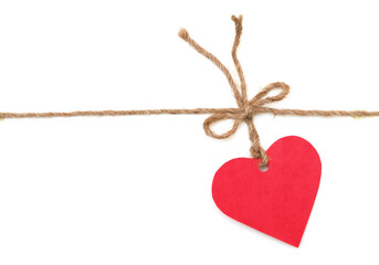 Paper heart connected with a rope, card for your text