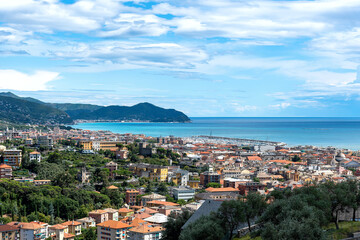 Fototapeta na wymiar Tigullio bay - Chiavari, Lavagna and Sestri Levante - Ligurian sea - Italy.