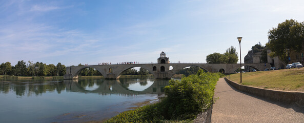 The famous Avignon bridge or Pont d'Avignon or Pont Saint-Benezet, Avignon, Provence, France