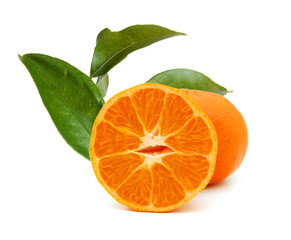 Ripe mandarin citrus isolated tangerine mandarine orange on white background. 