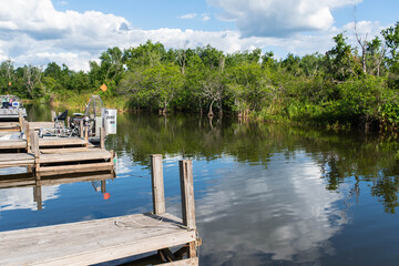 docks in a South Florida lake and swamp environment