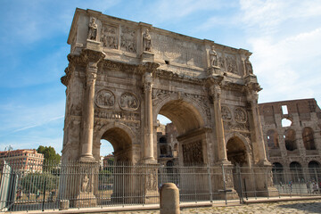 Fototapeta na wymiar The Arch of Constantine, near the Colosseum, Rome, Italy
