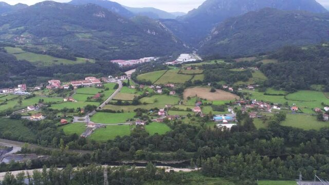 Bueño, beautiful village in Oviedo, Asturias.Spain. Aerial Drone Footage