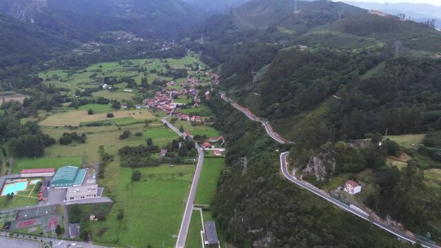 Bueño, beautiful village in Oviedo, Asturias.Spain. Aerial Drone Footage