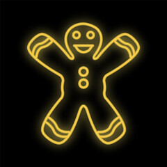 Man cookie neon glow icon. Simple thin line, outline vector of Christmas, new year, joy icons for UI and UX, website or mobile application