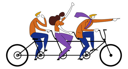 tandem bicycle group illustration