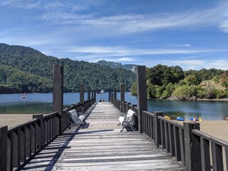Fototapeta premium wooden bridge over the lake