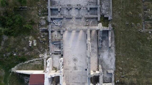 Flying Over The Great Basilica at the Outer Town of Pliska