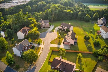 Aerial panoramic view of an upscale sub division in suburbs of Atlanta, GA