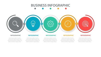 Fototapeta na wymiar Vector Infographic thin line design with icons and 5 options or steps. Infographics for business concept. Can be used for presentations banner, workflow layout, process diagram, flow chart, info graph