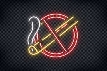 Vector realistic isolated neon sign of No Smoking logo for template decoration and covering on the transparent background.
